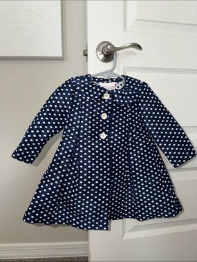 Bonnie Baby Navy and White Polka Dot Girls Coat